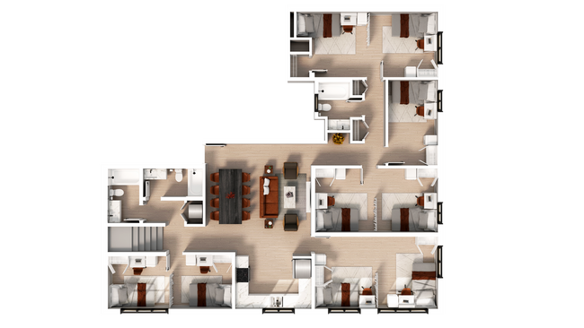 5 Bedroom 4 Bath Unit Shared-Standard floor plan